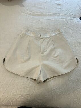 Women's White Leather Shorts